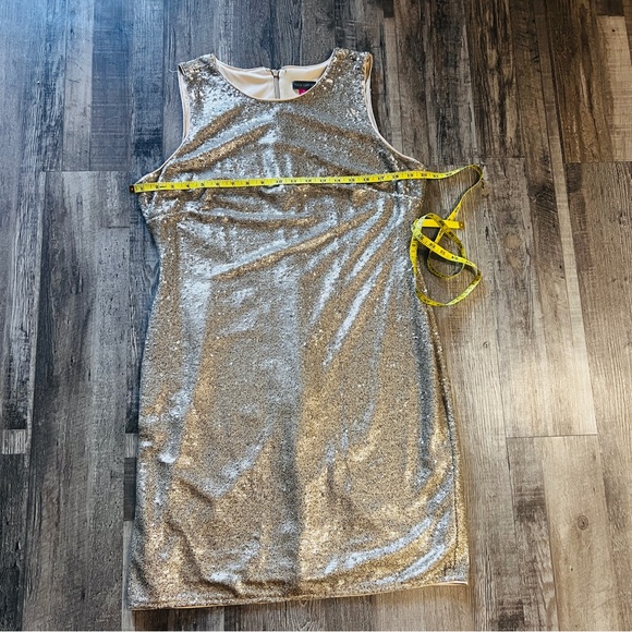 Vince Camuto SEQUIN SHIFT SHIMMER GOLD DRESS SIZE 14 NWT - Picture 5 of 6
